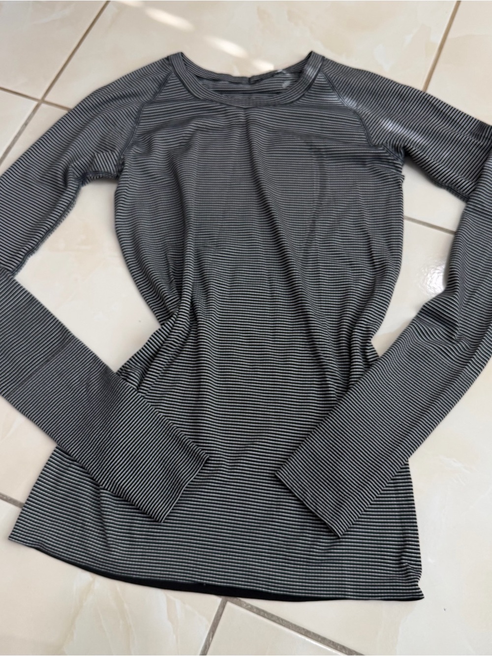 lululemon athletica Black and White Thin-Stripe Long Sleeve Tee